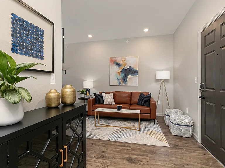 Park57 Studio Furnished Blue 1 Living Room