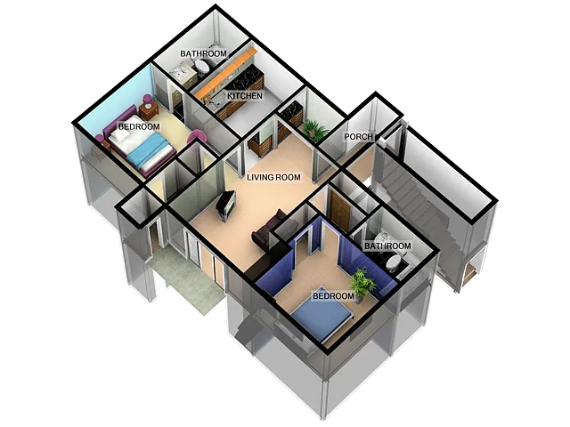 Floor plan 2 Bed, 2 Bath
