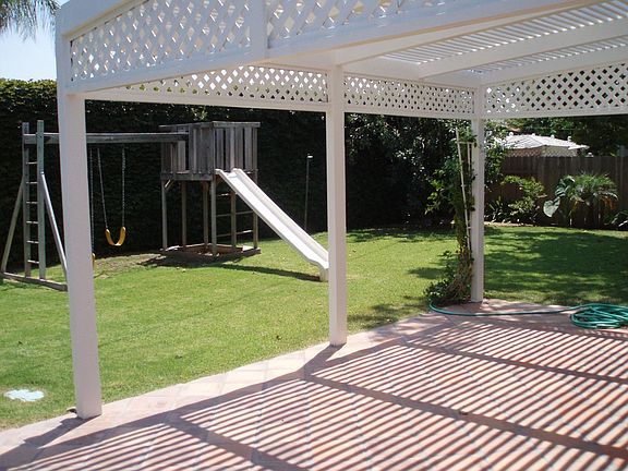 Backyard with new patio cover