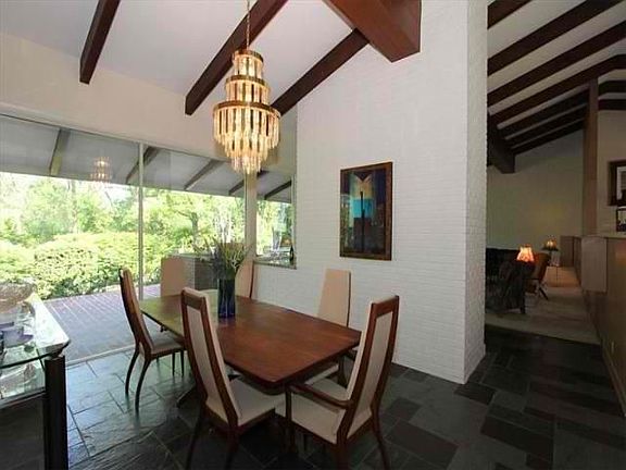 Vaulted ceiling, slate, beams!