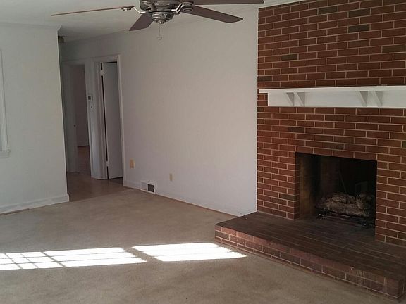 Living room with built in shelves