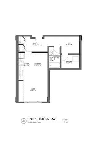 Floor plan Studio - 630 sqft