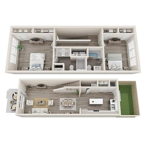 Floor plan 2 Bed Willow Townhome Middle Unit