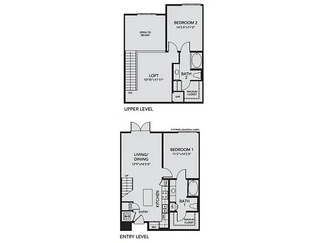 Floor plan B1 - 2 Bedroom, 2 Bath