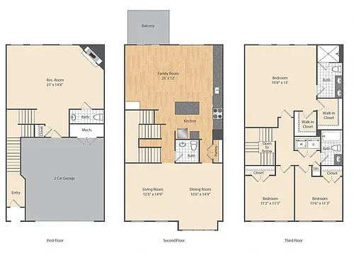 Floor plan 3 Bed/2.5 Bath Townhome-C2THa