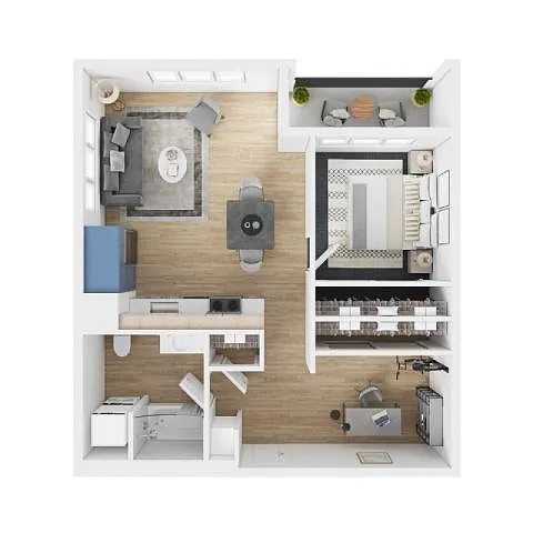 Floor plan 1x1 + Den - D4