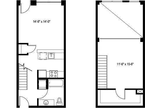 Floor plan 1 Bedroom Loft C