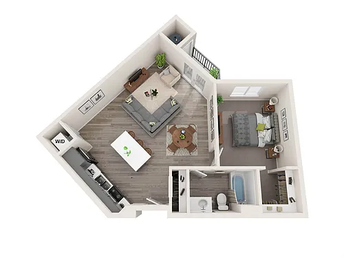 Floor plan A2: 1 Bed 1 Bath