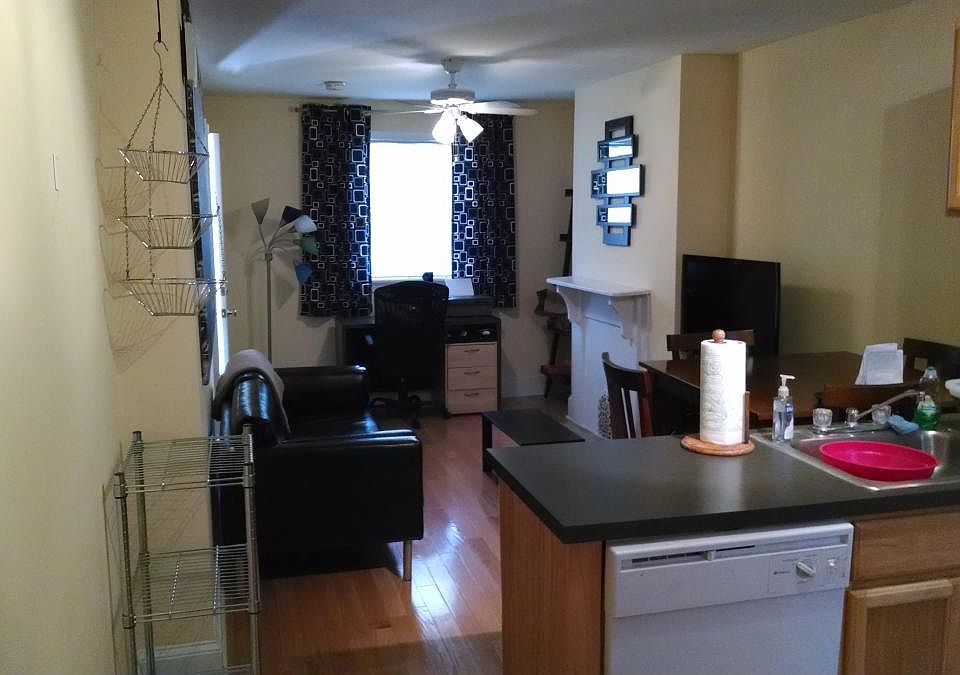 View from kitchen into living room