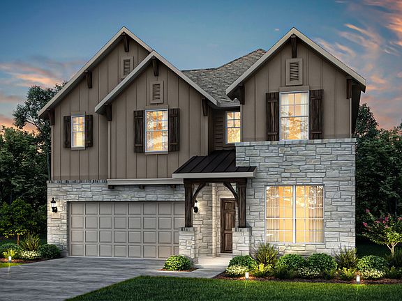 The San Marcos, a 2-story new construction home with shutters, shown with Home Exterior J