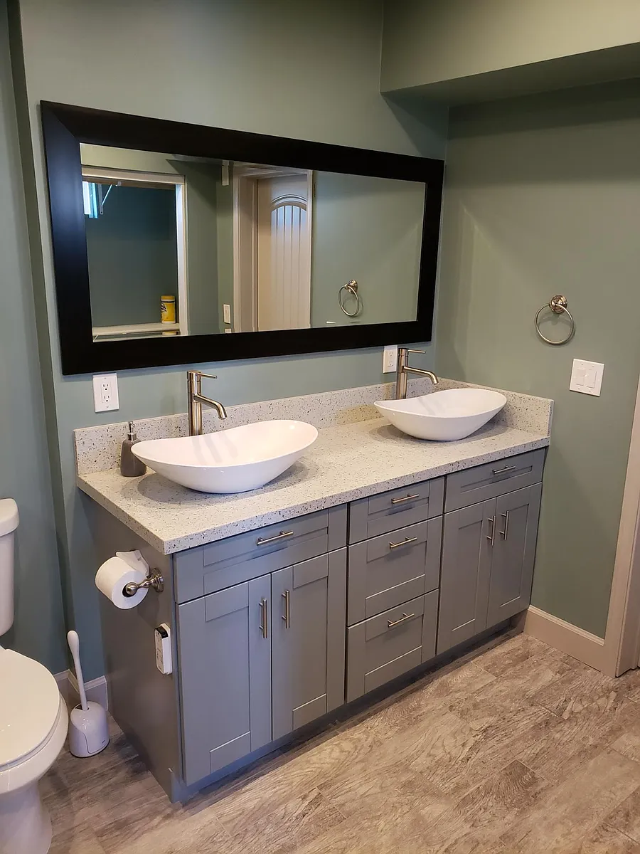 Primary bathroom with dual vessel sinks - 801 Vale View Dr