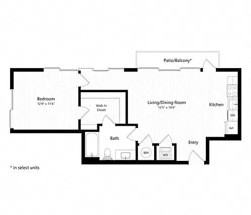 Floor plan 1 Bed - 1 Bath | a21 - Weiler