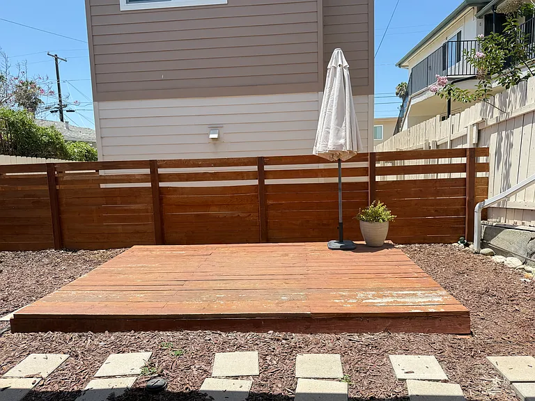 Private yard. View from living room & kitchen