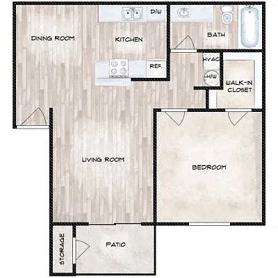 Floor plan 1 Bedroom 1 Bathroom