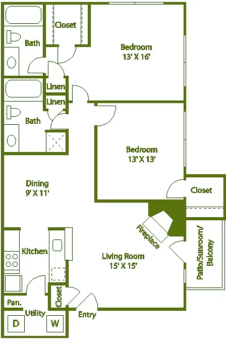 Floor plan 2 bed 2 bath C