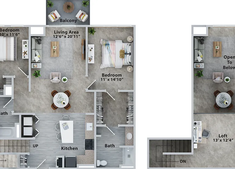 Two Bedroom Two Bath (1390 SF) Two Bedroom Two Bath (1390 SF)