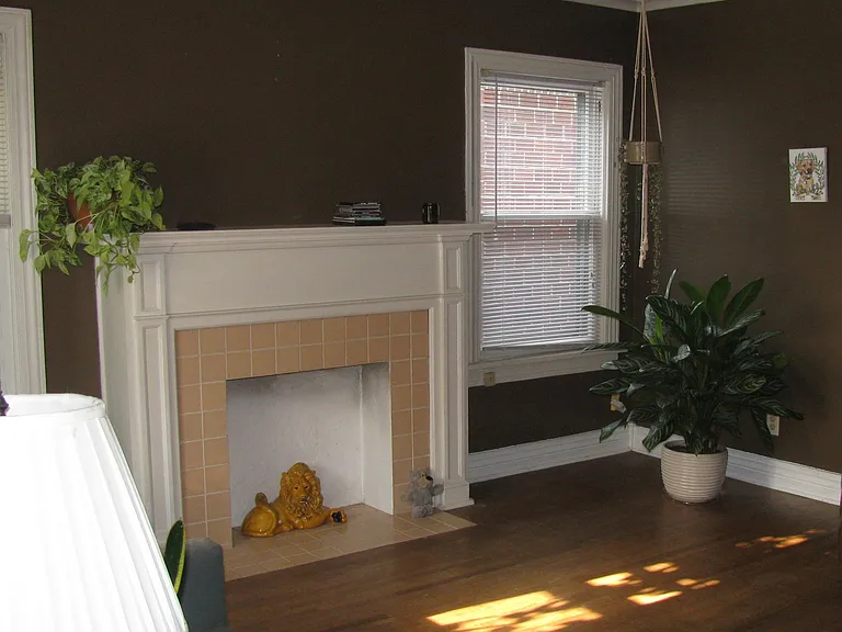 Decorative fireplace and more windows!