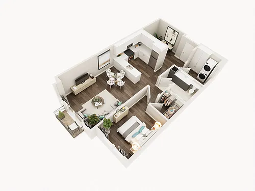 Floor plan One Bed One Bath Den 1M
