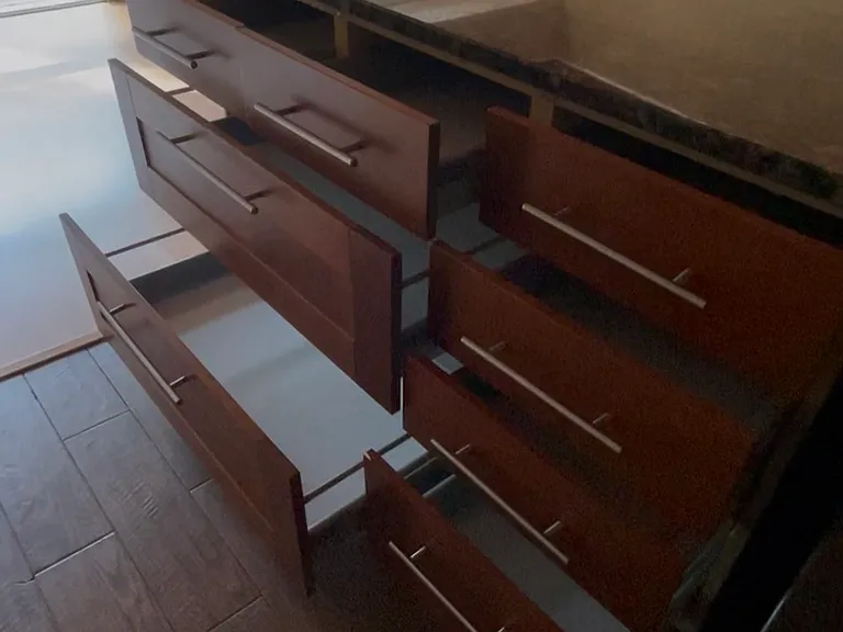 plenty of easy reach storage for pots, pans etc in roll-out under cabinet drawers