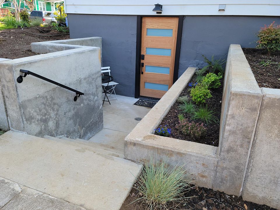 Discrete private entrance. Keypad or key entry.