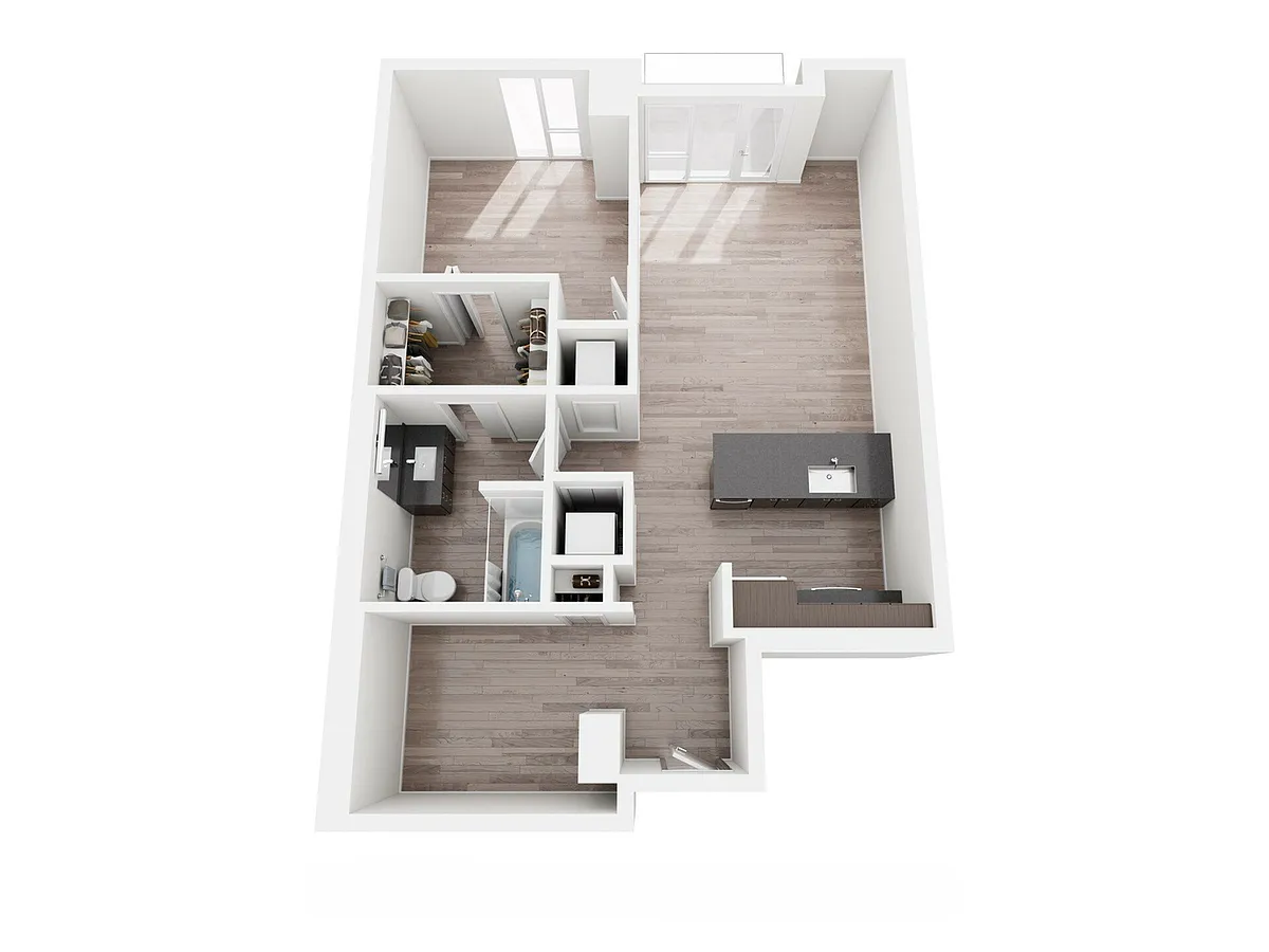 Floor plan 1 Bed + Den, 1 Bath - C