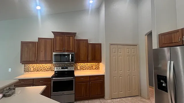 Range oven, microwave, dishwasher, and refridgerator included. Large pantry in kitchen and a second large closet in adjacent walk-thru laundry room. Washer and Dryer available for convenience only. Dryer vent cleaned 8/2026.