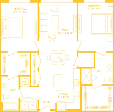 B17| 2x2 | 1261 sq ft B17| 2x2 | 1261 sq ft