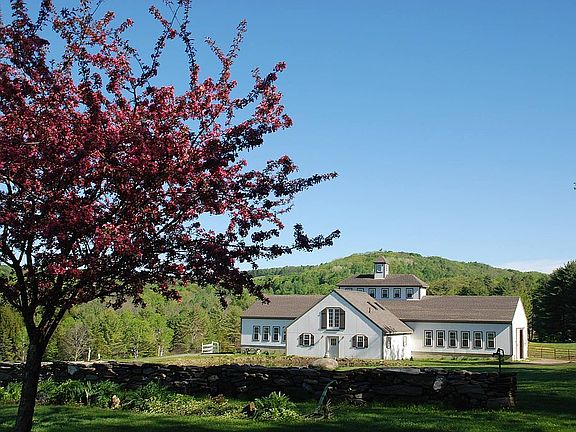 Barn with apple bloom
