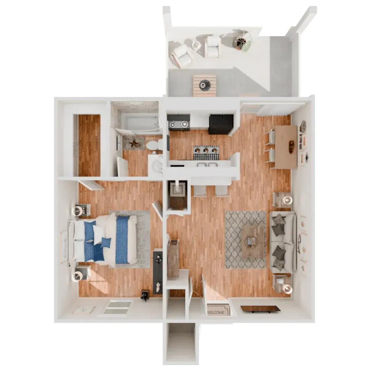 Floor plan A1 1/1 545sf
