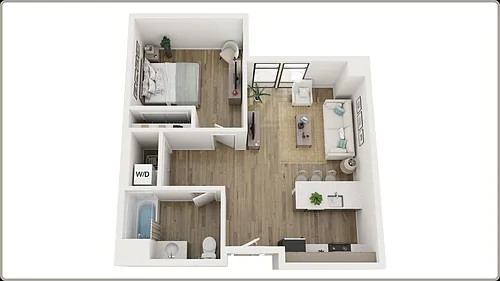 Floor plan 1 Bed w/kitchen island North Facing MQ1