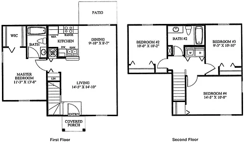 Floor plan Four bedroom Two Bath 60%