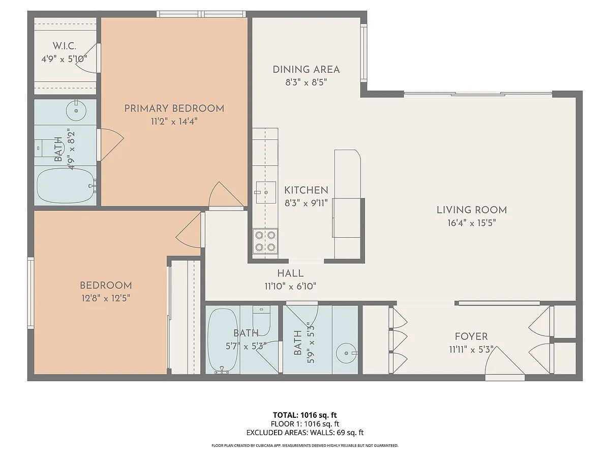 Floor plan 2 bed 2 bath