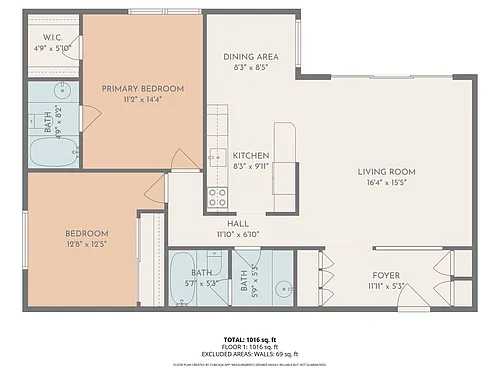 Floor plan 2 bed 2 bath