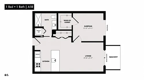 Floor plan 1 Bed/1 Bath-A18