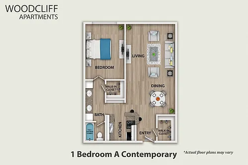 Floor plan 1 Bedroom A Contemporary