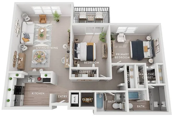 Floor plan Willow (C1s) 2 Bedroom Apartment