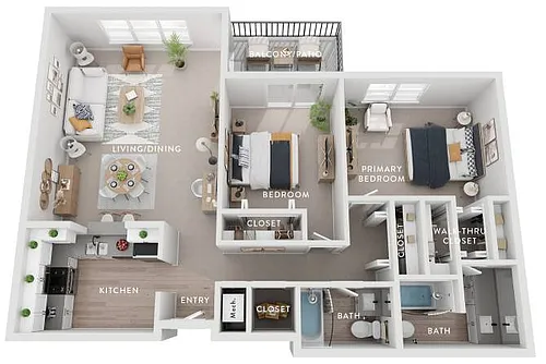 Floor plan Willow (C1s) 2 Bedroom Apartment