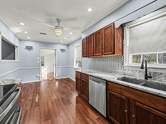 Renovated kitchen with stainless steel appliances