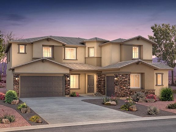 Our Cimarron Elevation B has darker color pitched tile roof and stone exterior for the perfect look.