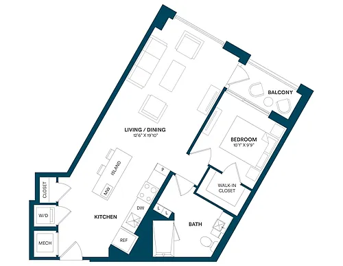 Floor plan 1 Bed/1 Bath-E2 TYP 05
