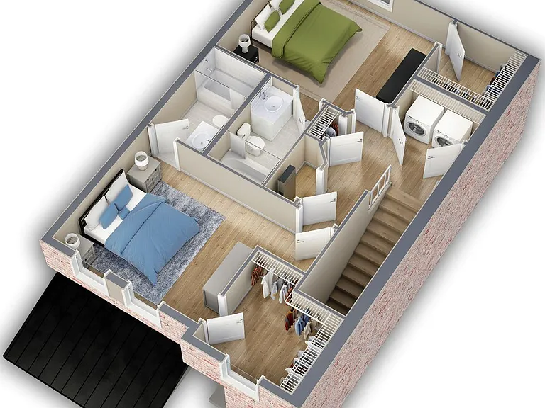 Upstairs Layout - 2br 2bath