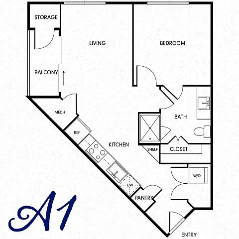 Floor plan One-Bedroom (A1)