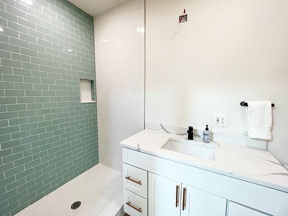 Custom Tile Shower With Upgraded Quartz Vanity #2 (Pic. taken before Shower Glass, Vanity Mirror, & Light Installed)