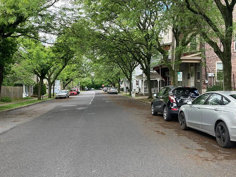 On the corner of Fairview. Tree lined street, always ample parking.