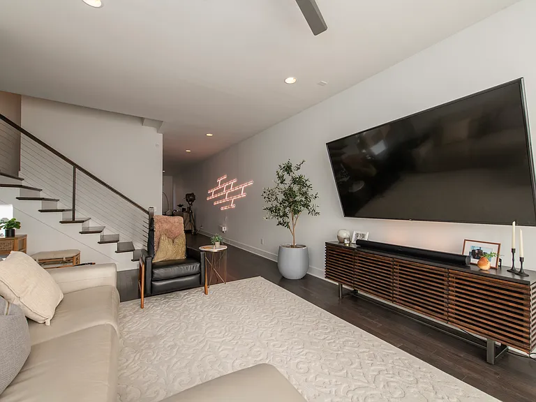 86' TV provided in Living Room at Front of House; can see the sunset every day from couch.