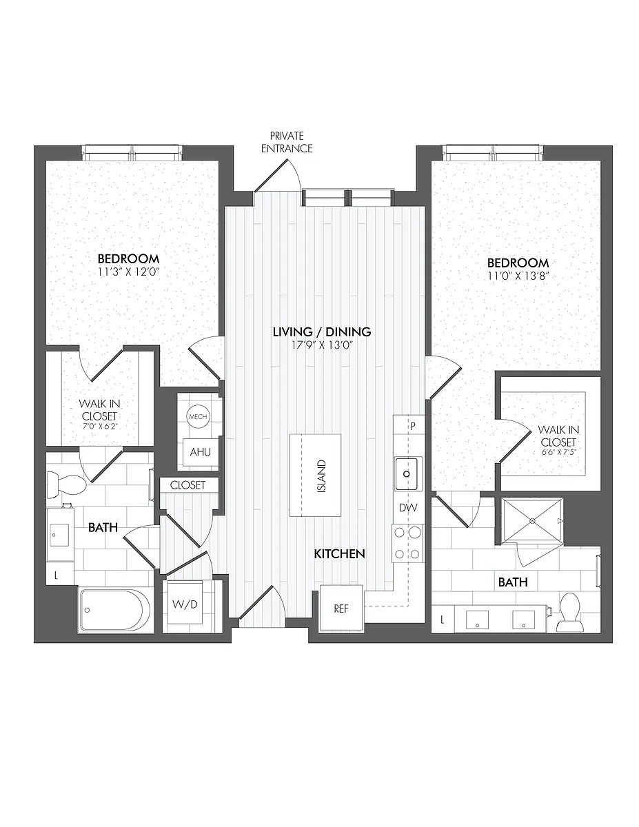 Floor plan 2 Bed/2 Bath-B2