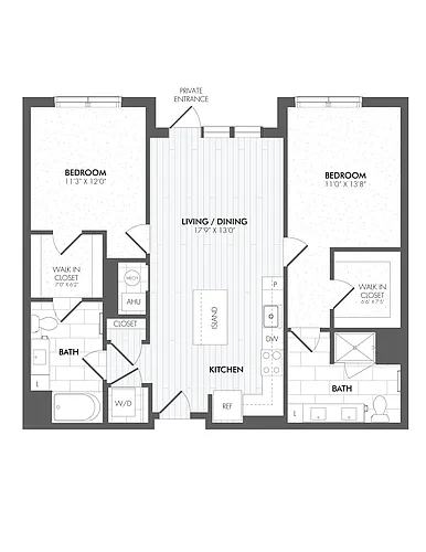Floor plan 2 Bed/2 Bath-B2