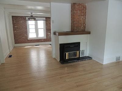 Gas fireplace and dining room