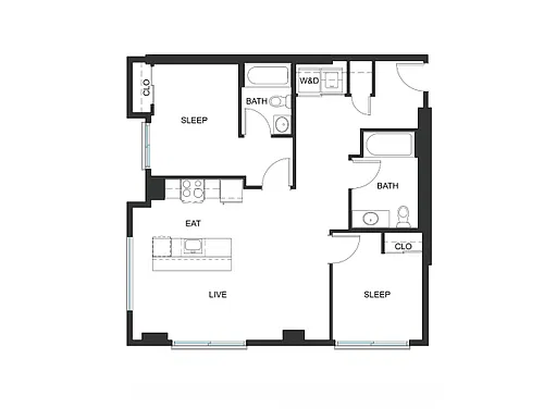 Floor plan 2x2 -C1 - Iron Flats