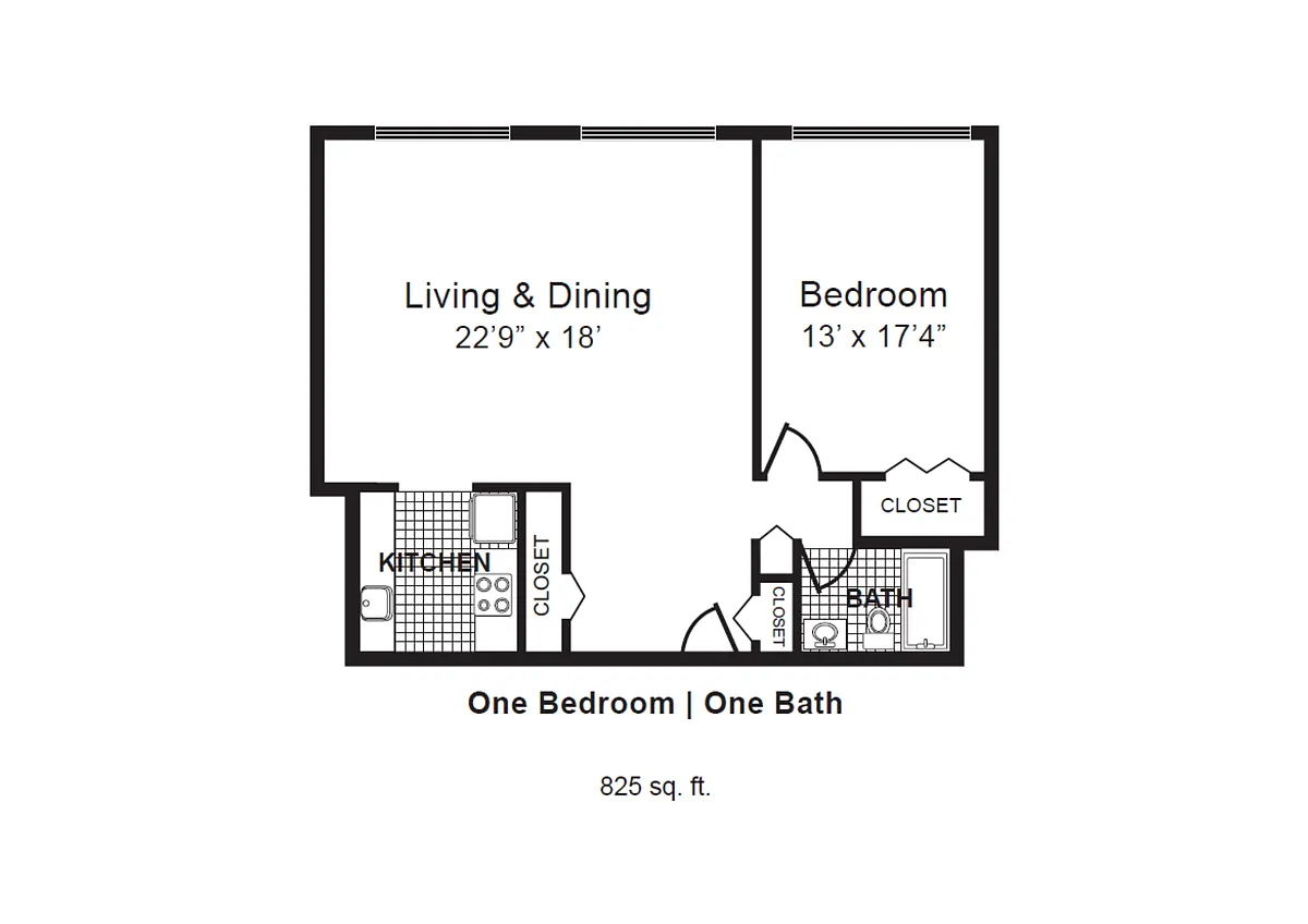 Floor plan 1 Bedroom 1 Bath L